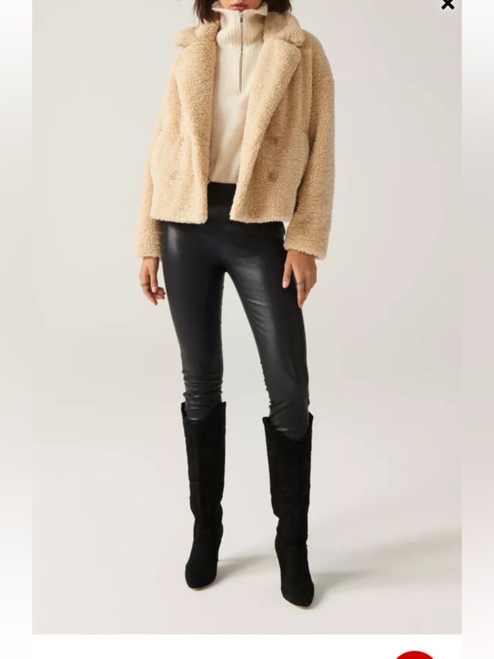 ba&sh Sandy Faux Fur Teddy Jacket Double Breasted Sherpa Coat Ecru Cream